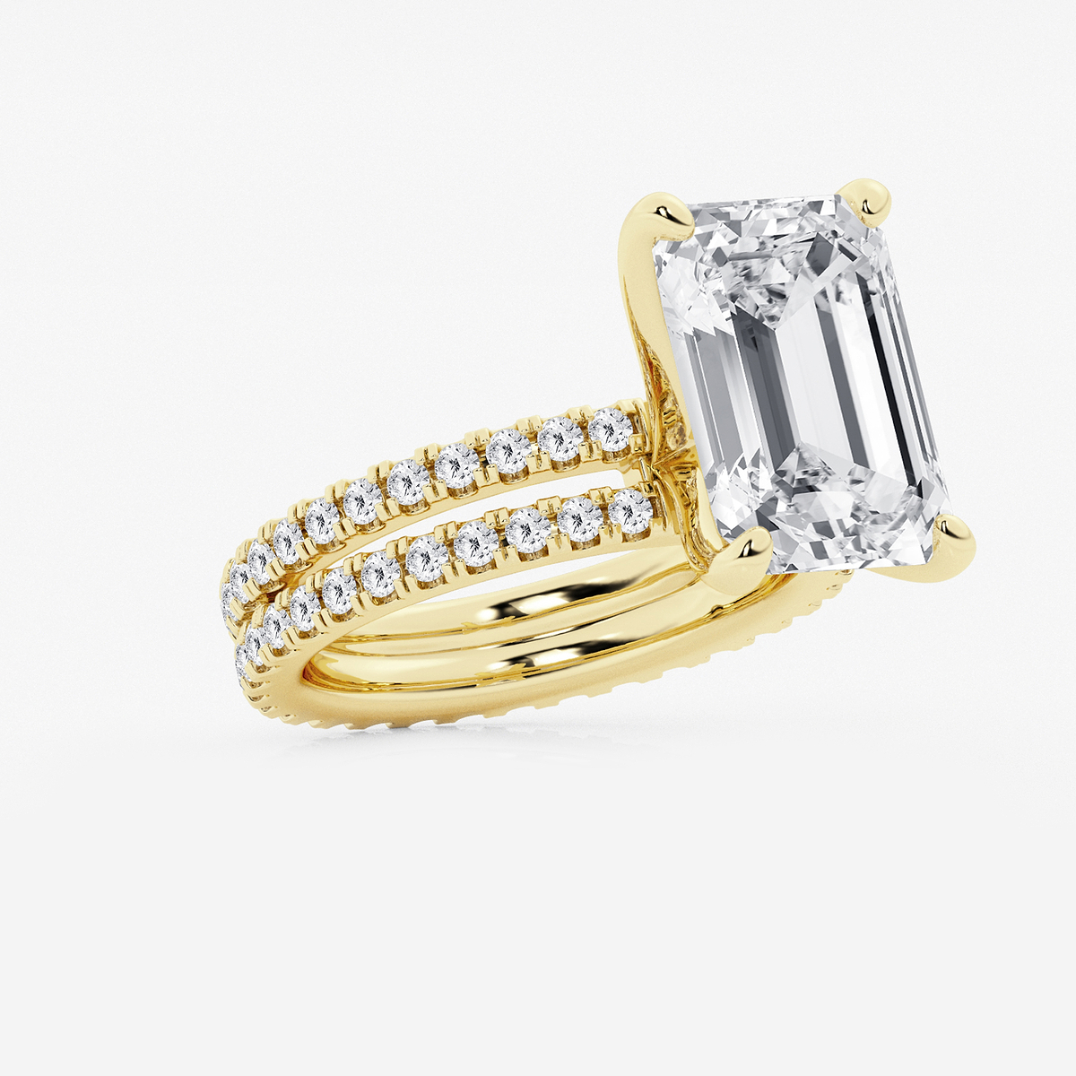Additional Image 1 for  9 1/5 ctw Emerald Lab Grown Diamond Split Double Band Eternity Engagement Ring