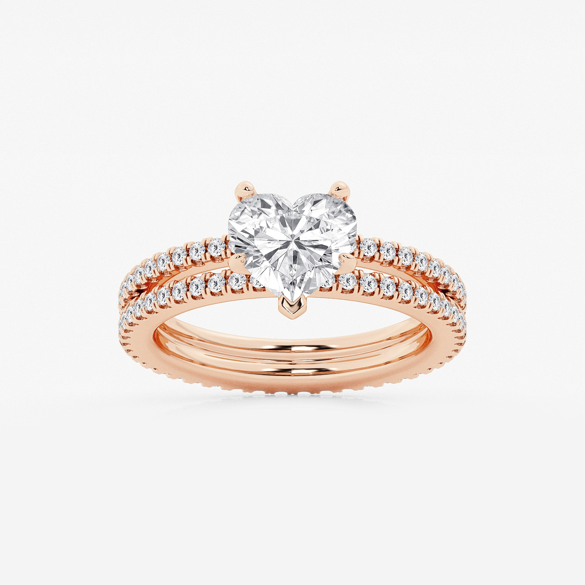 2 1/5 ctw Heart Lab Grown Diamond Split Double Band Eternity Engagement Ring