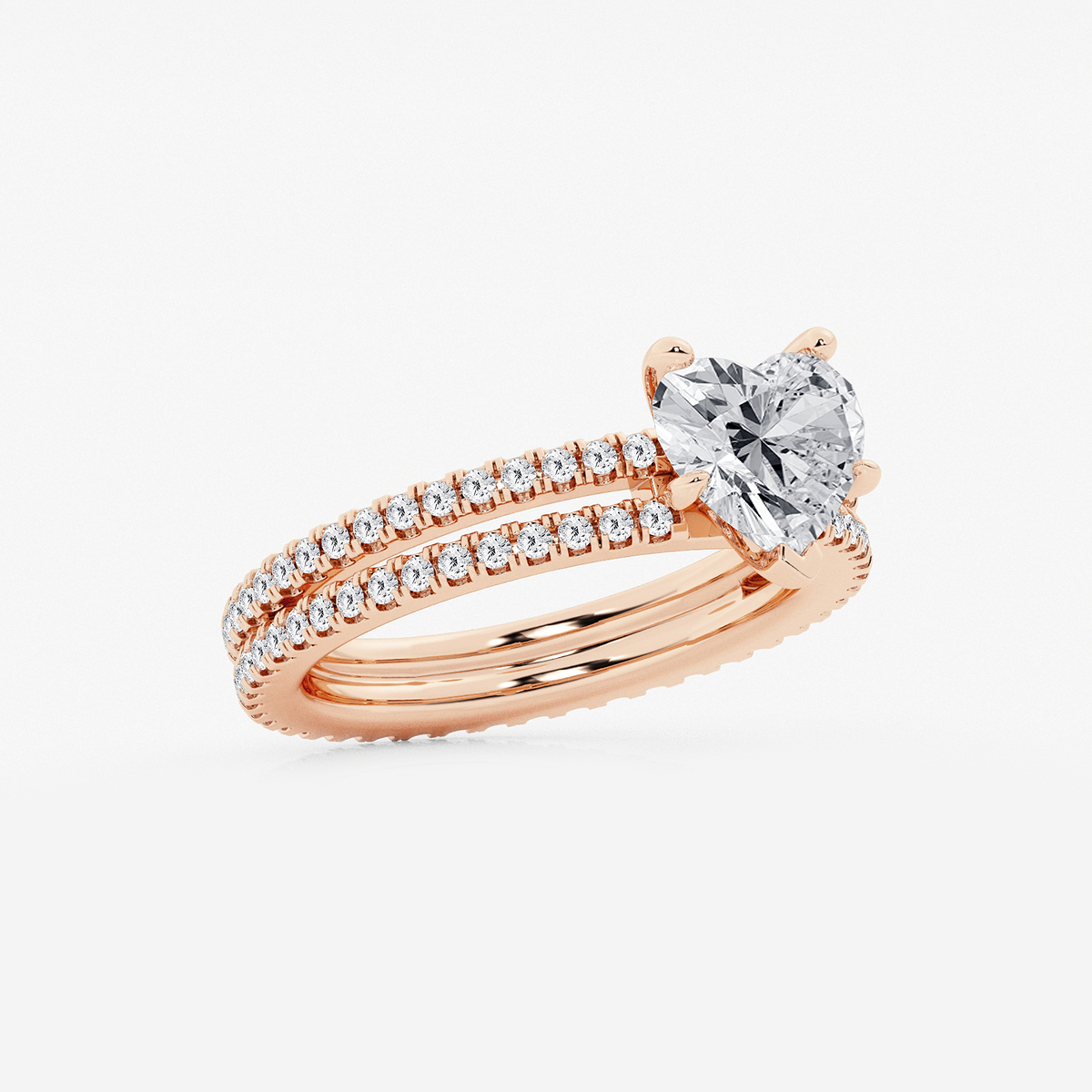 Additional Image 1 for  2 1/5 ctw Heart Lab Grown Diamond Split Double Band Eternity Engagement Ring