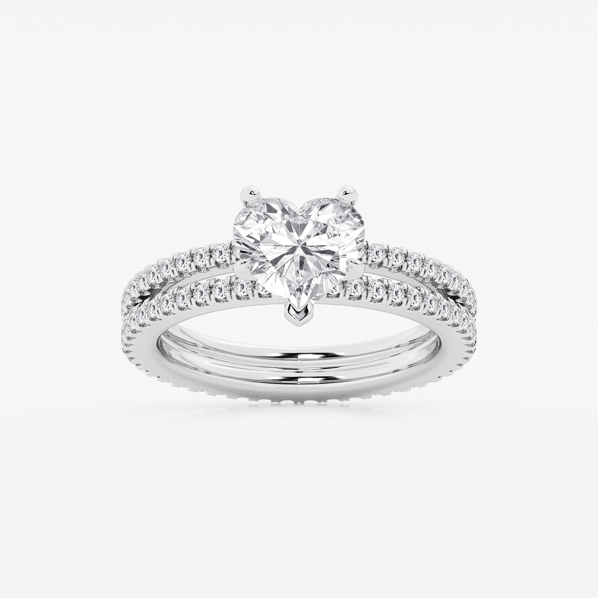 2 1/5 ctw Heart Lab Grown Diamond Split Double Band Eternity Engagement Ring