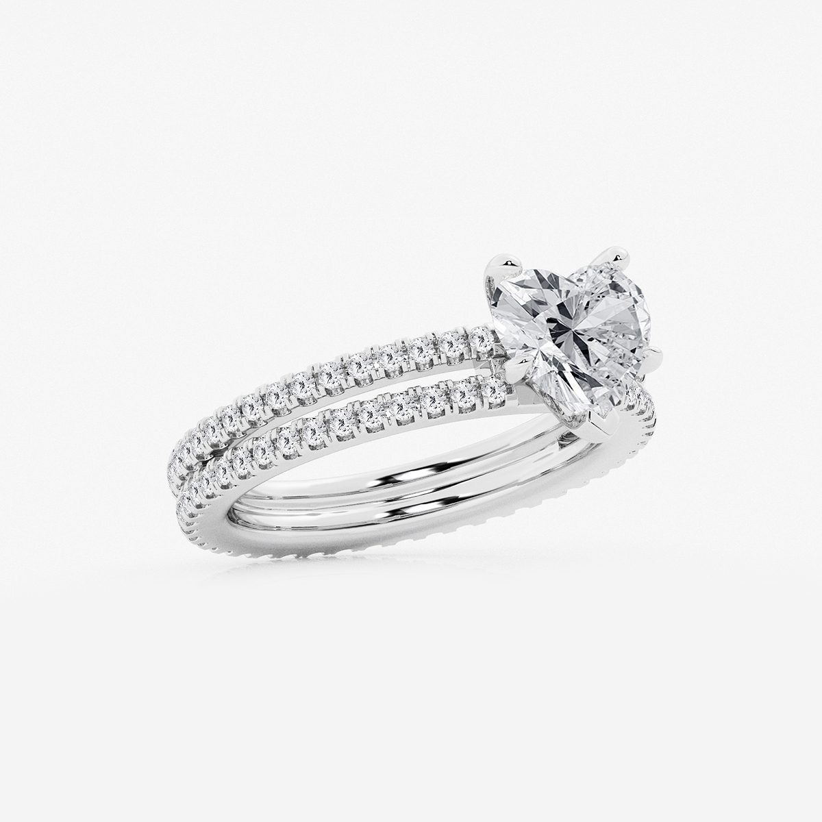 Additional Image 1 for  2 1/5 ctw Heart Lab Grown Diamond Split Double Band Eternity Engagement Ring