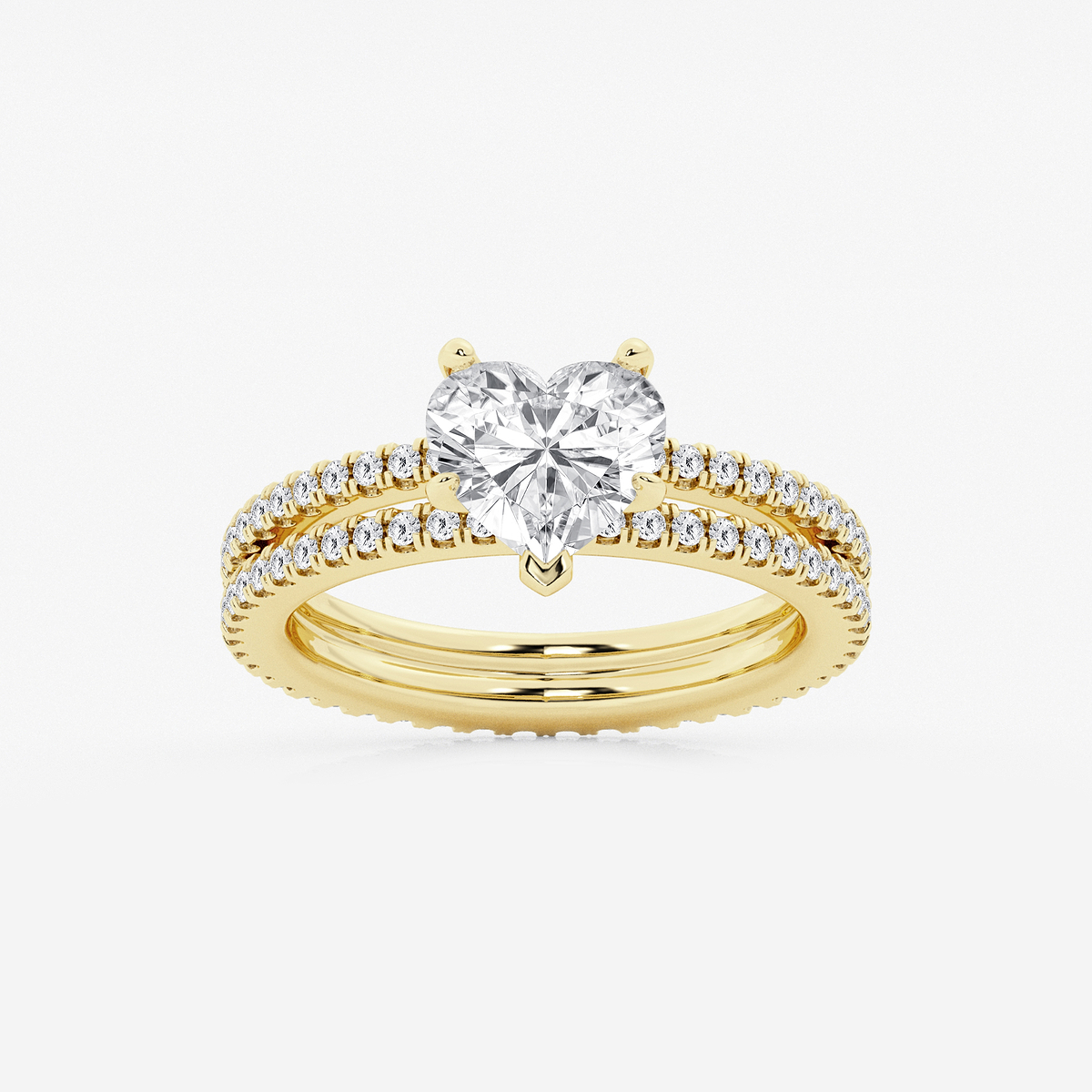 2 1/5 ctw Heart Lab Grown Diamond Split Double Band Eternity Engagement Ring
