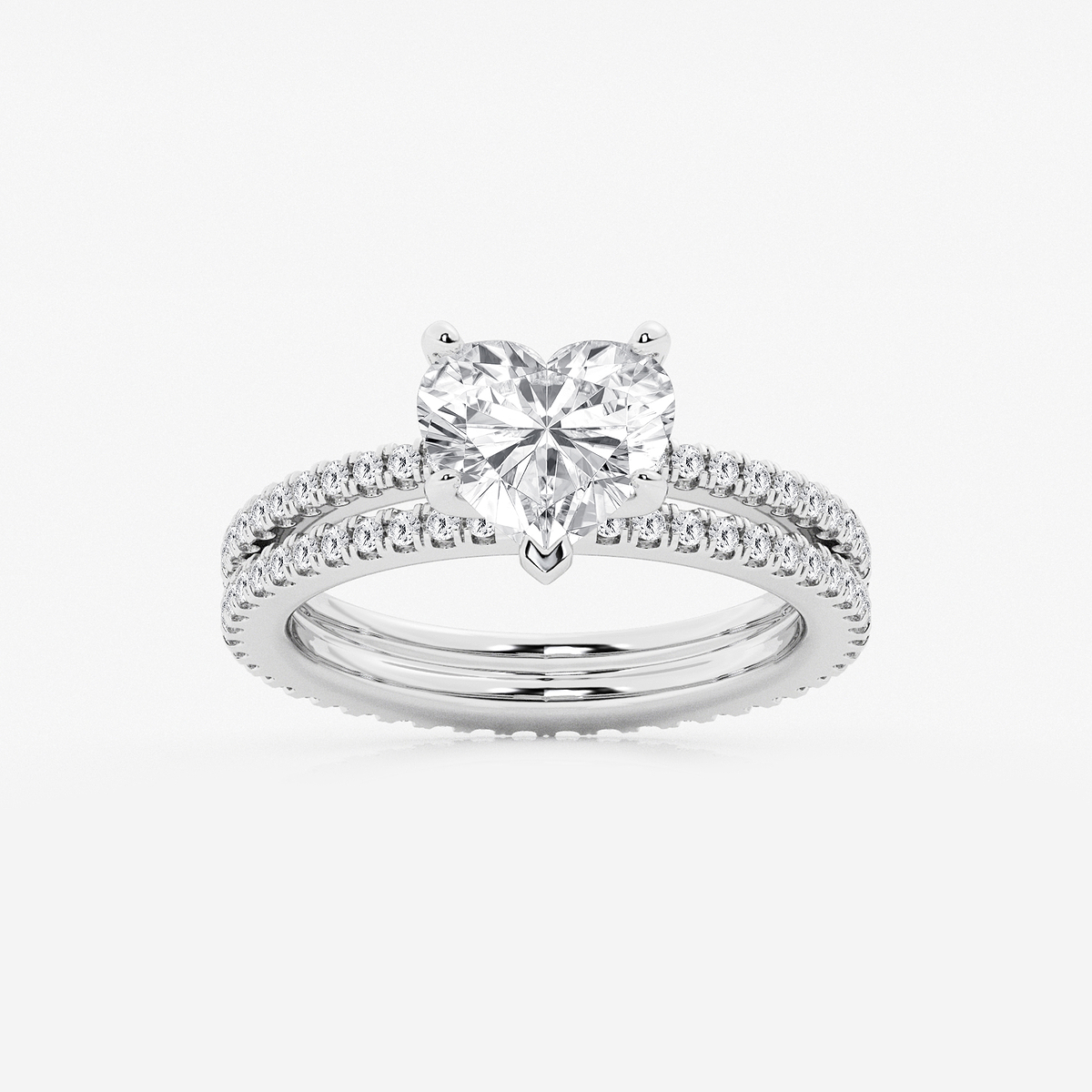 2 3/4 ctw Heart Lab Grown Diamond Split Double Band Eternity Engagement Ring