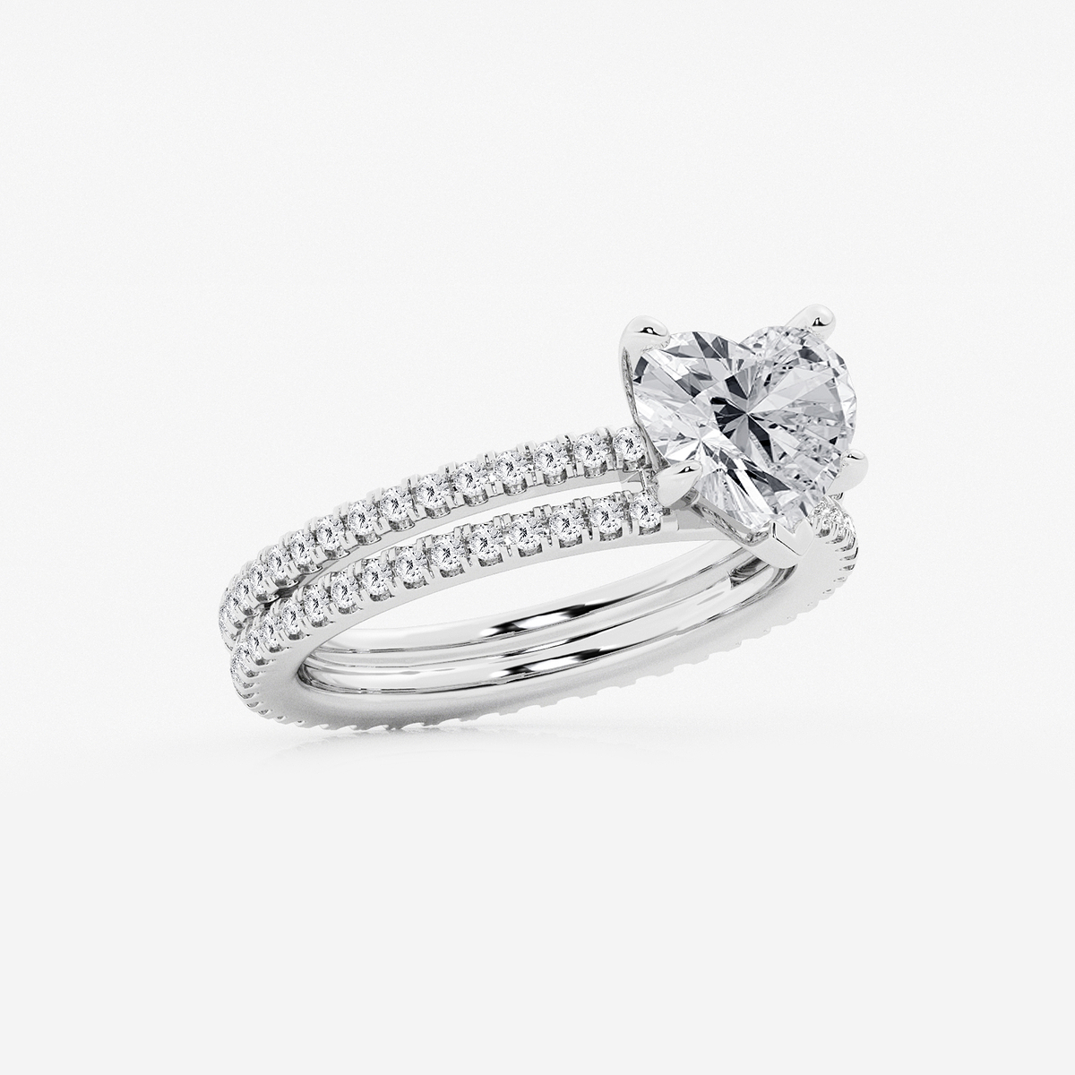 Additional Image 1 for  2 3/4 ctw Heart Lab Grown Diamond Split Double Band Eternity Engagement Ring