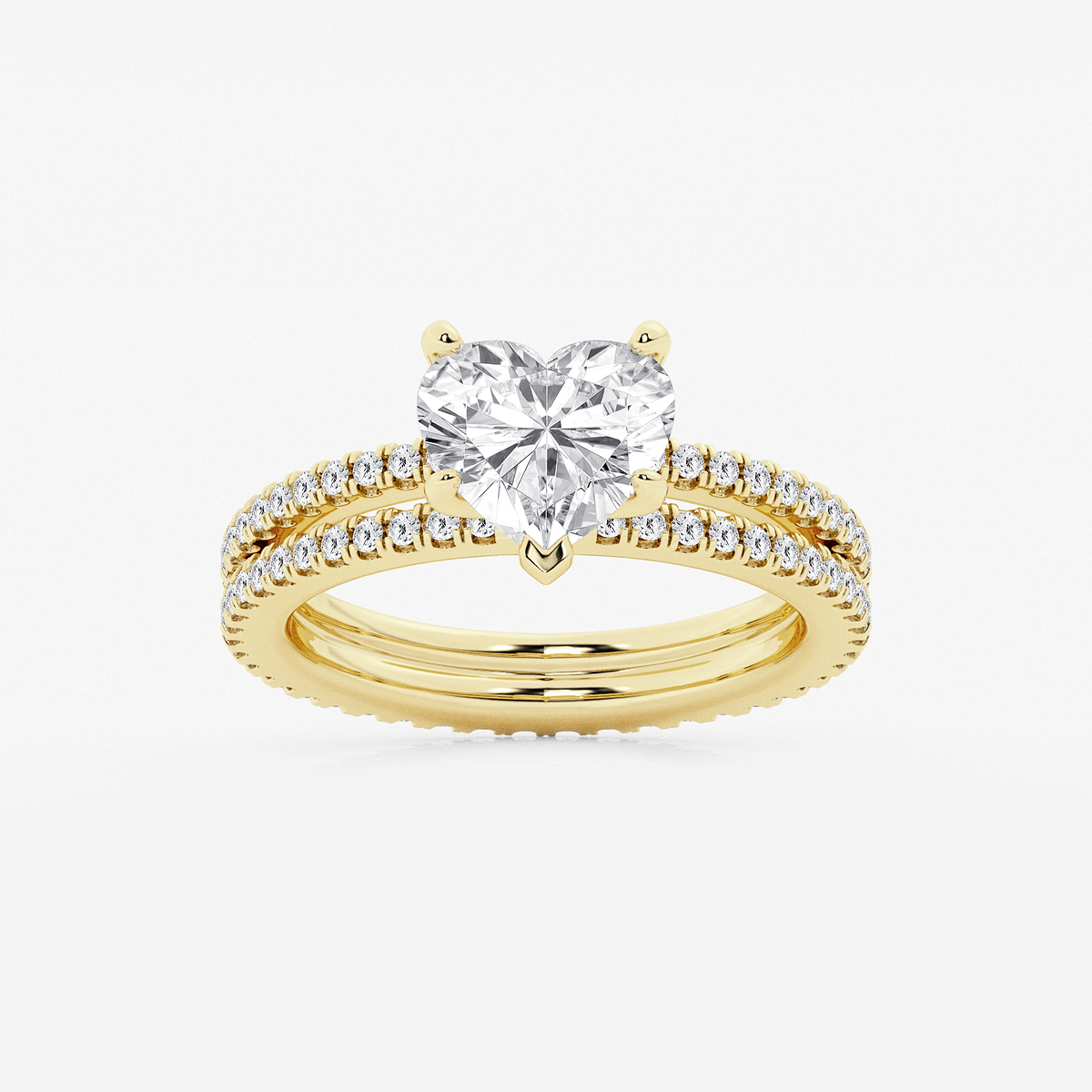 2 3/4 ctw Heart Lab Grown Diamond Split Double Band Eternity Engagement Ring