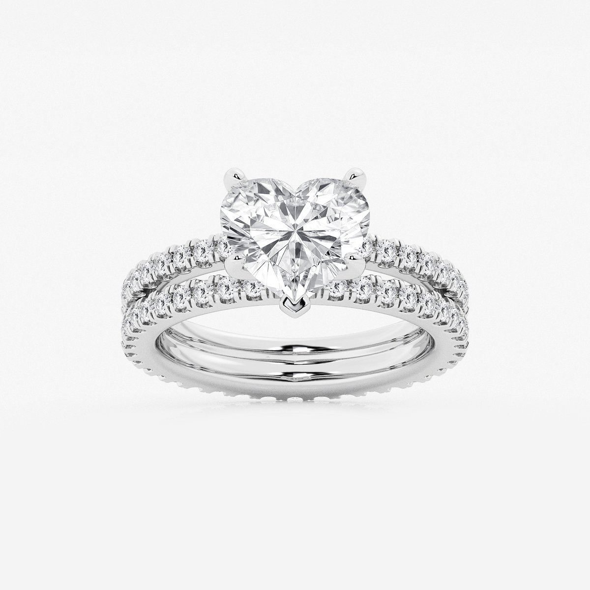 3 2/5 ctw Heart Lab Grown Diamond Split Double Band Eternity Engagement Ring