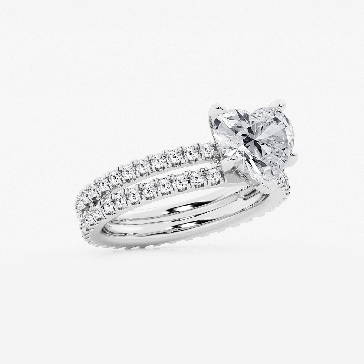 Additional Image 1 for  3 2/5 ctw Heart Lab Grown Diamond Split Double Band Eternity Engagement Ring