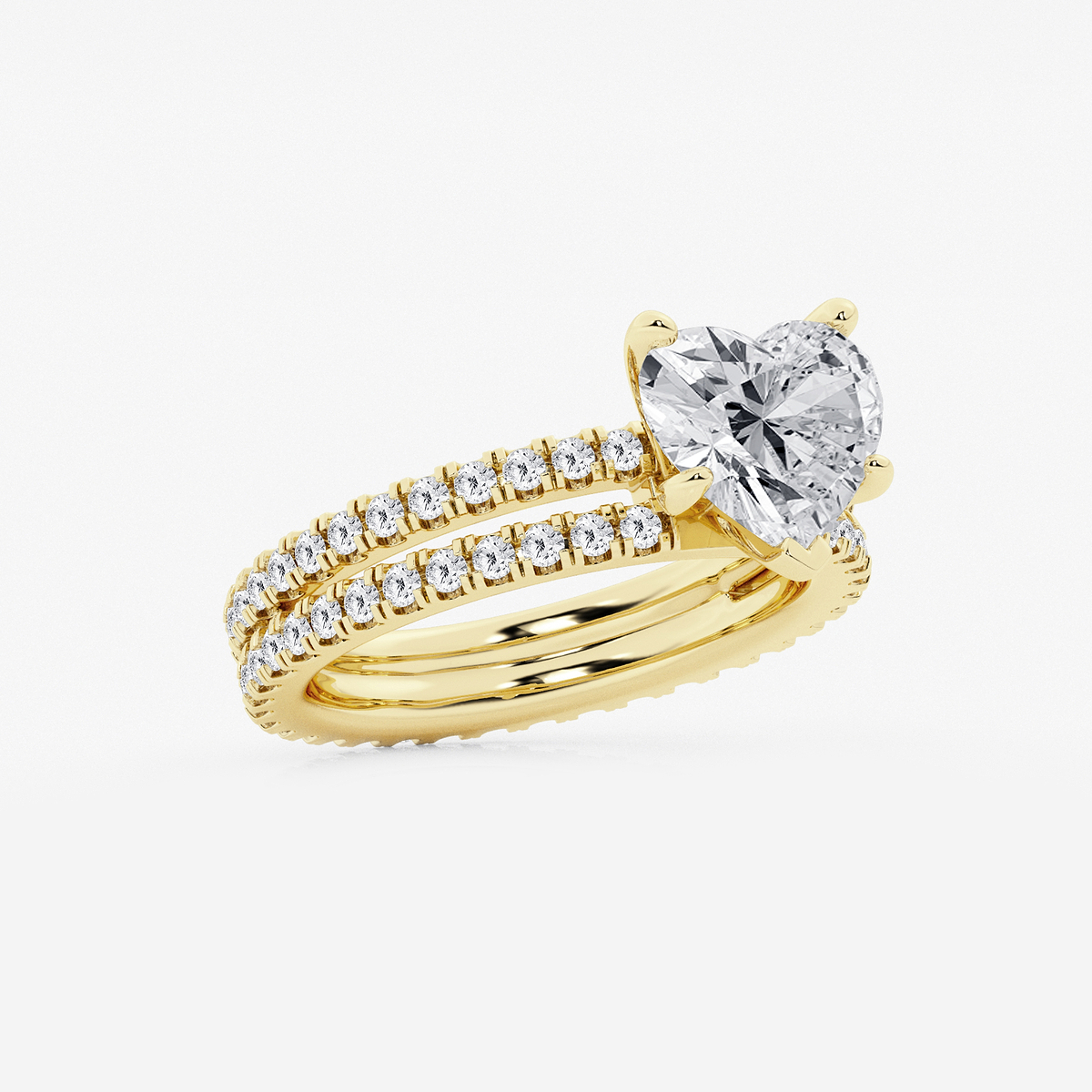 Additional Image 1 for  3 2/5 ctw Heart Lab Grown Diamond Split Double Band Eternity Engagement Ring