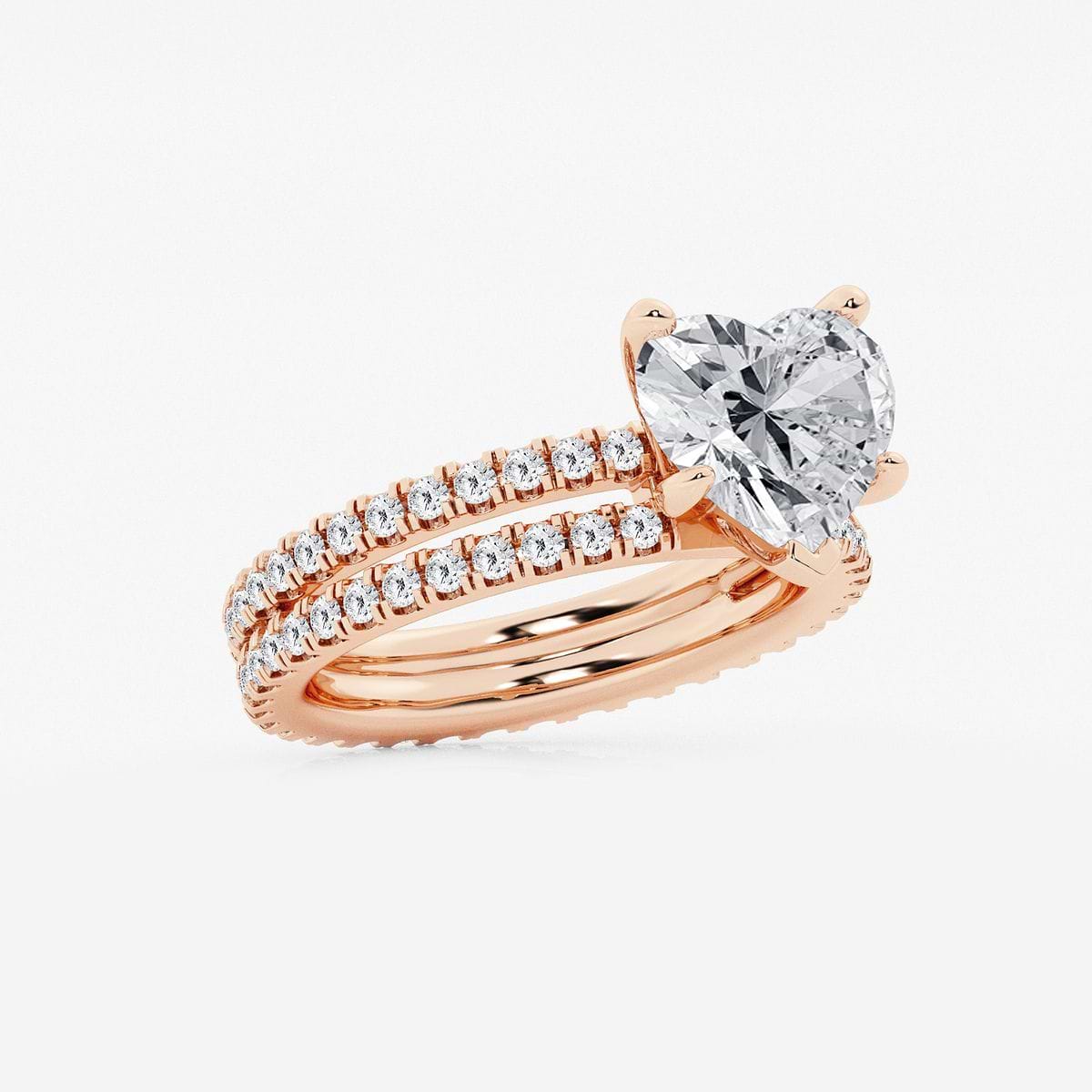 3 7/8 ctw Heart Lab Grown Diamond Split Double Band Eternity Engagement Ring 14K Rose Gold, D, VVS