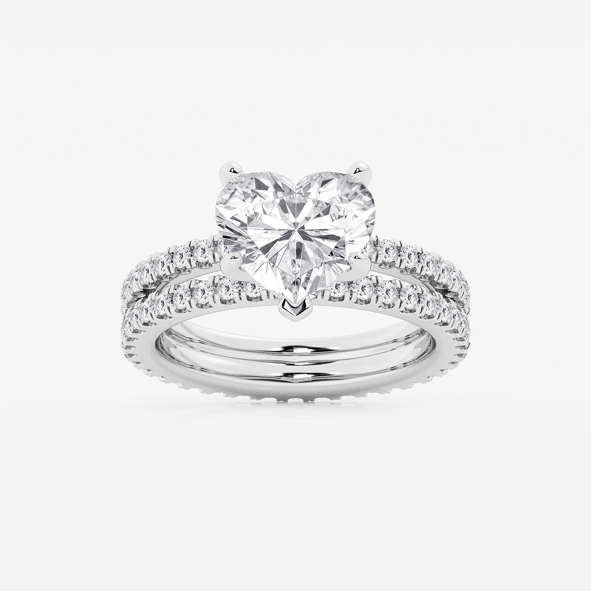 3 7/8 ctw Heart Lab Grown Diamond Split Double Band Eternity Engagement Ring