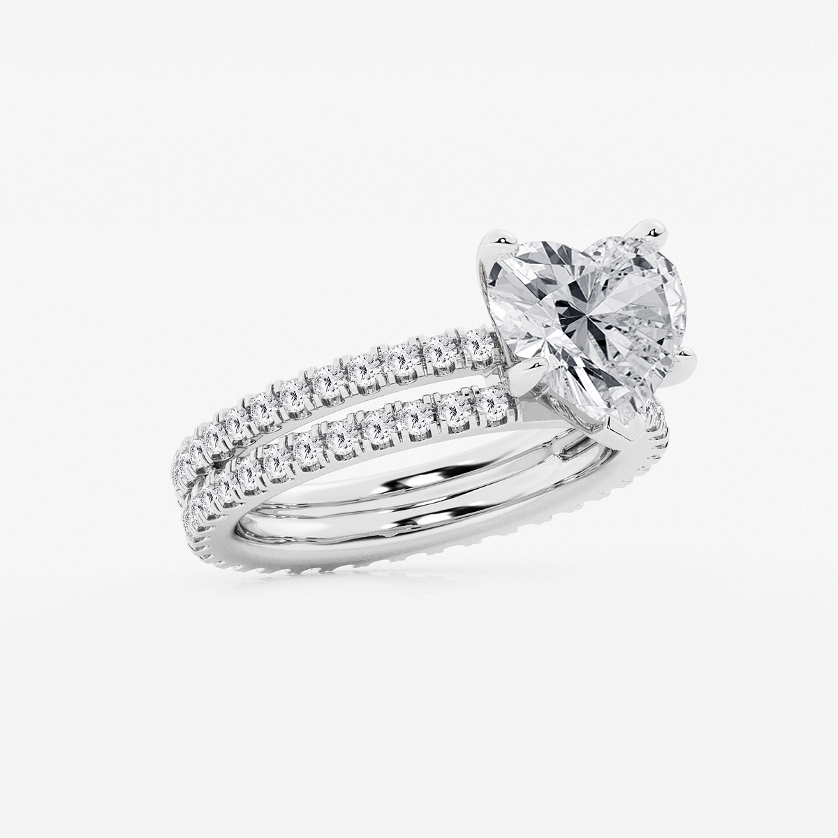 Additional Image 1 for  3 7/8 ctw Heart Lab Grown Diamond Split Double Band Eternity Engagement Ring