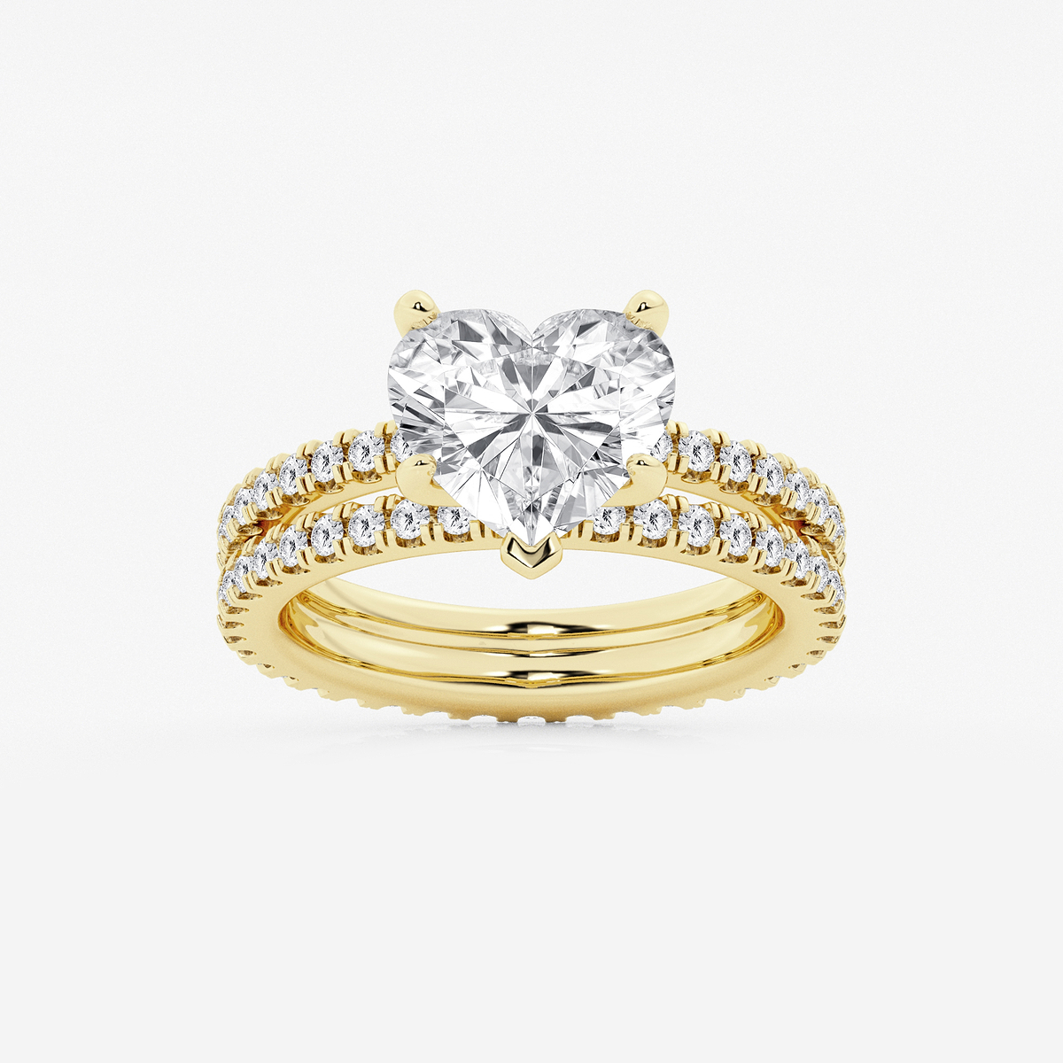 3 7/8 ctw Heart Lab Grown Diamond Split Double Band Eternity Engagement Ring