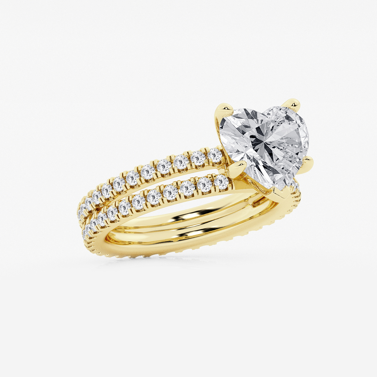 Additional Image 1 for  3 7/8 ctw Heart Lab Grown Diamond Split Double Band Eternity Engagement Ring