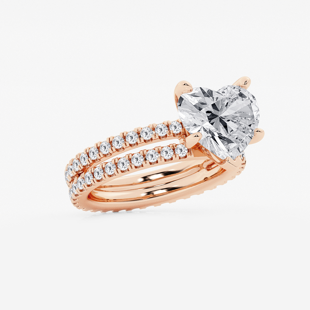 Additional Image 1 for  5 1/5 ctw Heart Lab Grown Diamond Split Double Band Eternity Engagement Ring
