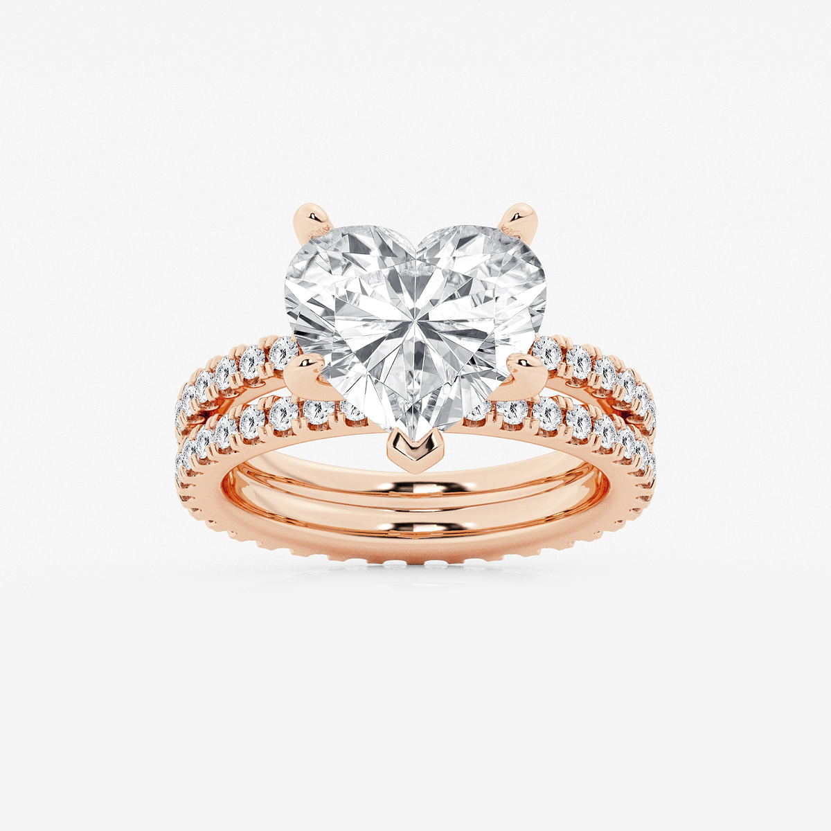 6 1/5 ctw Heart Lab Grown Diamond Split Double Band Eternity Engagement Ring