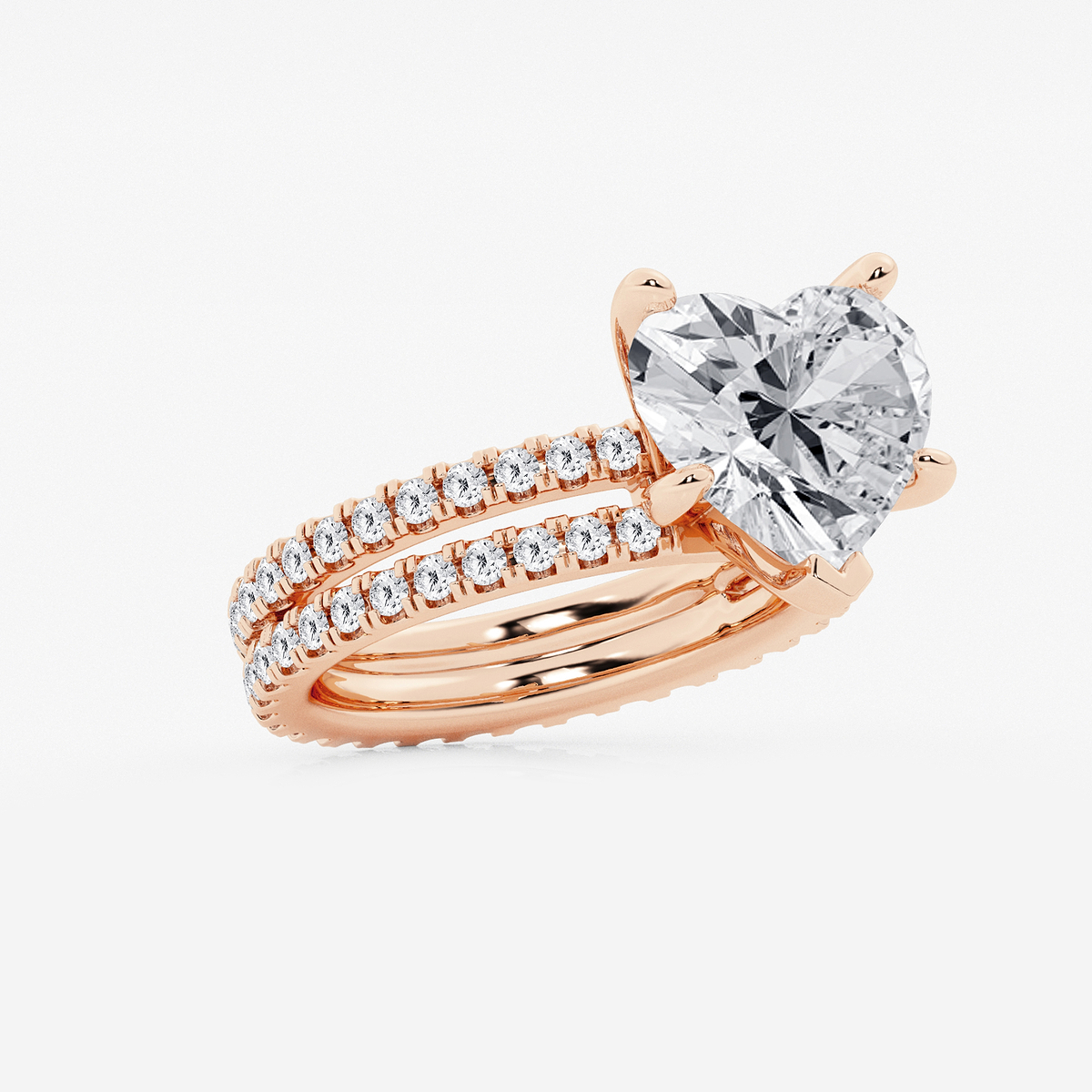 Additional Image 1 for  6 1/5 ctw Heart Lab Grown Diamond Split Double Band Eternity Engagement Ring