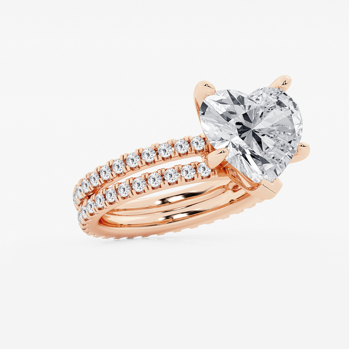 Additional Image 1 for  7 1/5 ctw Heart Lab Grown Diamond Split Double Band Eternity Engagement Ring