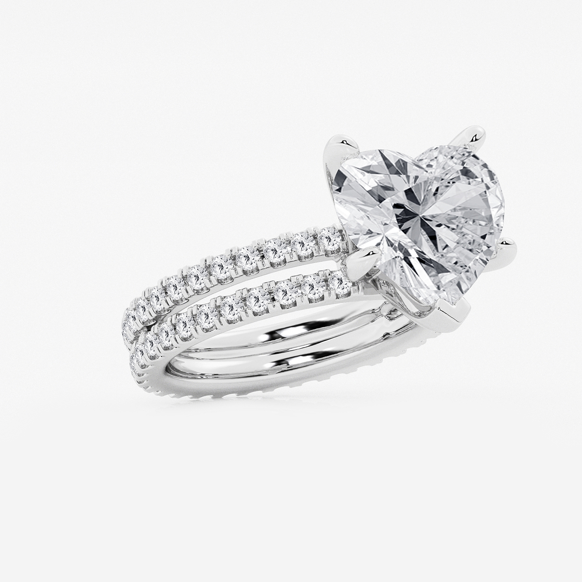 Additional Image 1 for  7 1/5 ctw Heart Lab Grown Diamond Split Double Band Eternity Engagement Ring
