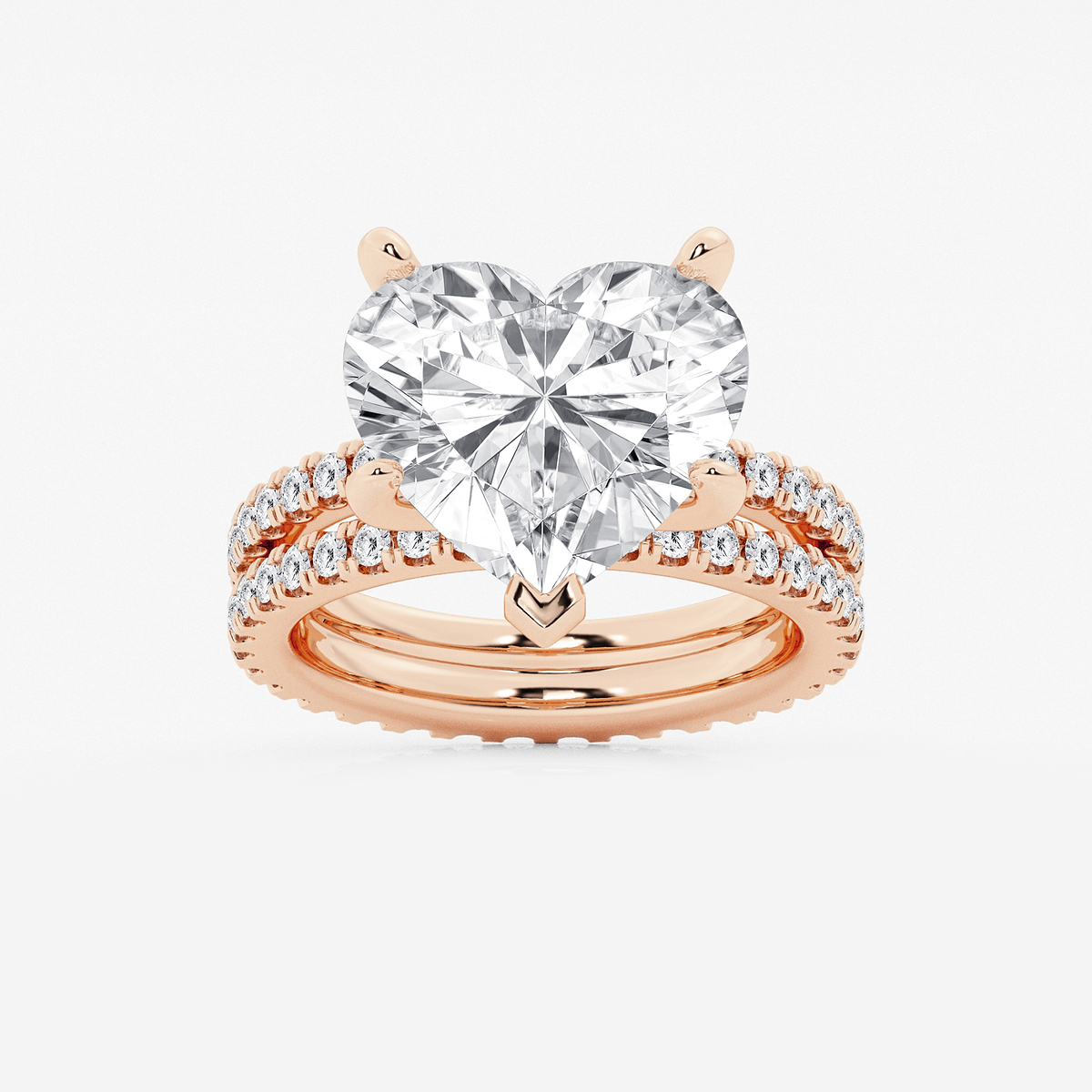 9 1/5 ctw Heart Lab Grown Diamond Split Double Band Eternity Engagement Ring