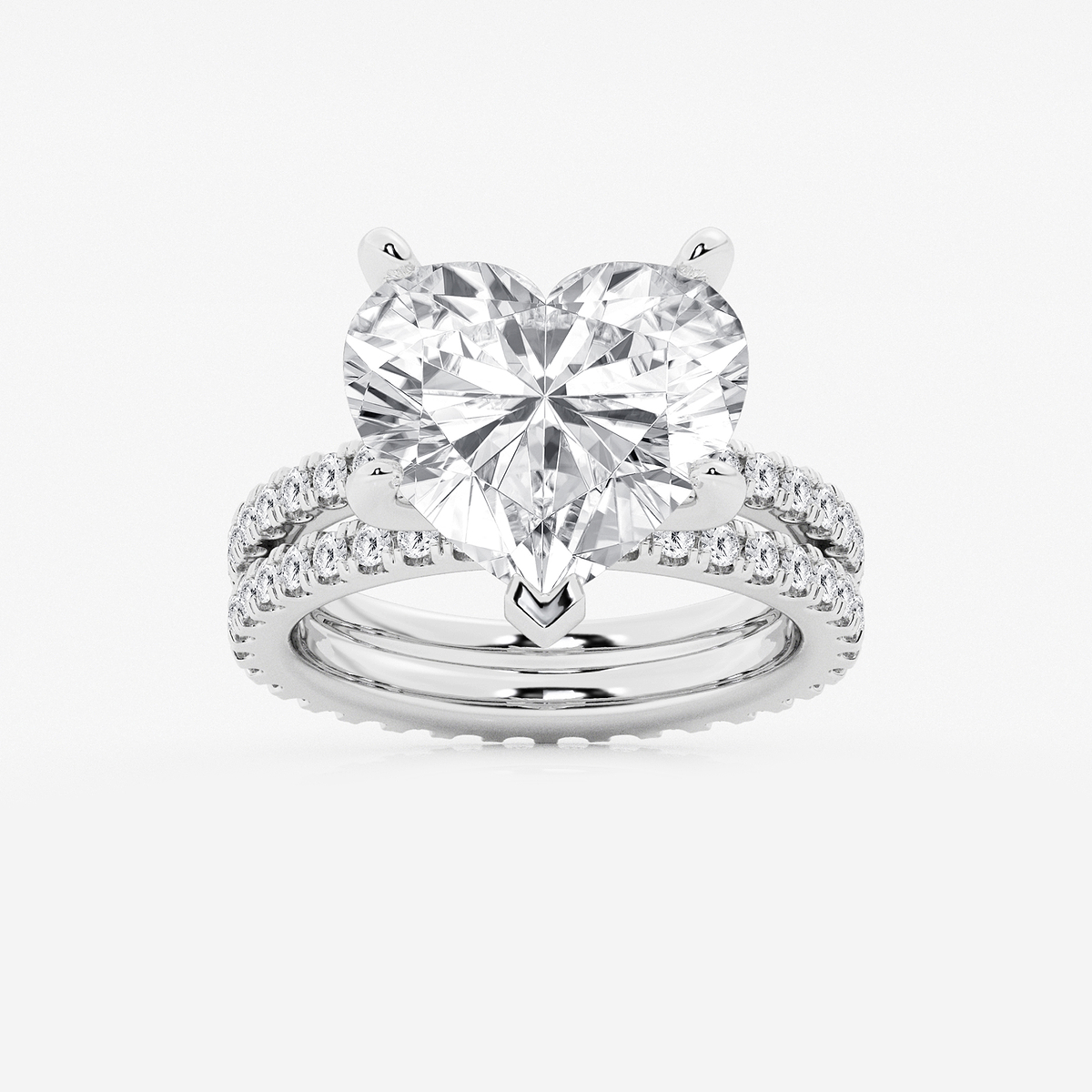 9 1/5 ctw Heart Lab Grown Diamond Split Double Band Eternity Engagement Ring