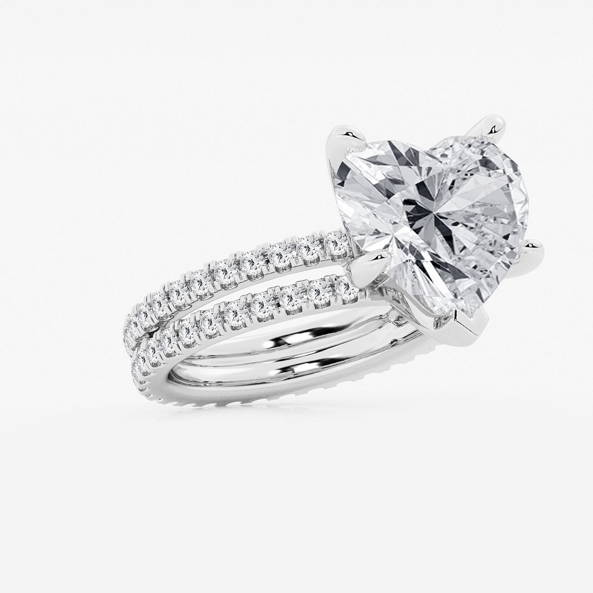 Additional Image 1 for  9 1/5 ctw Heart Lab Grown Diamond Split Double Band Eternity Engagement Ring