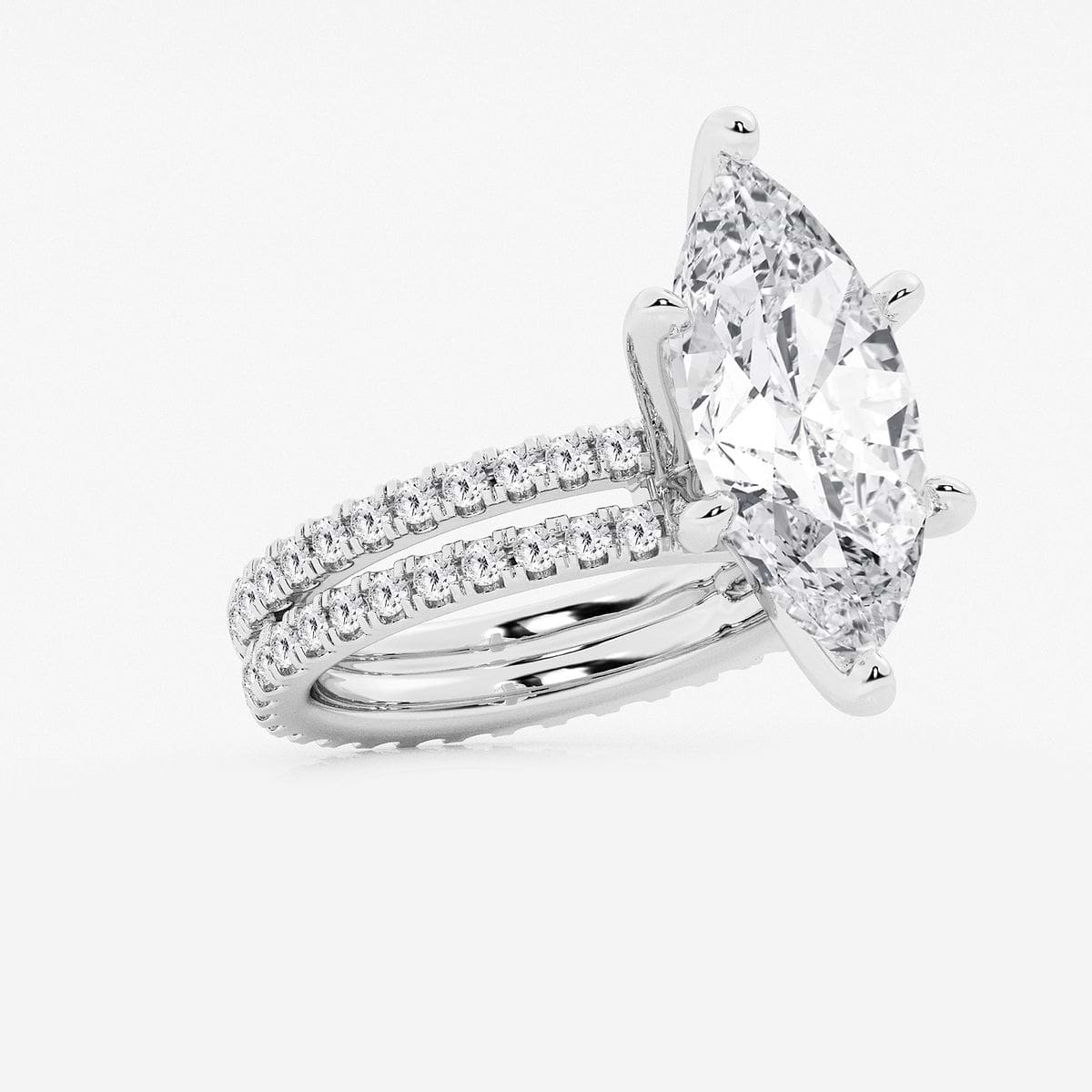 7 1/5 ctw Marquise Lab Grown Diamond Split Double Band Eternity Engagement Ring 14K White Gold, F, VS2
