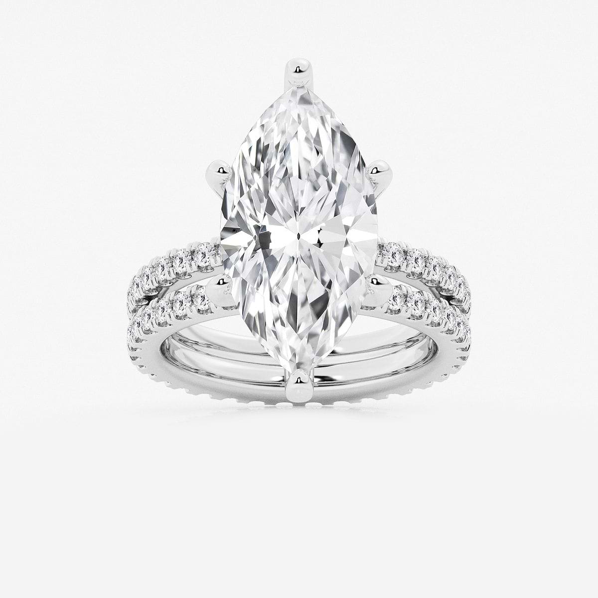 8 1/5 ctw Marquise Lab Grown Diamond Split Double Band Eternity Engagement Ring Platinum, D, VVS