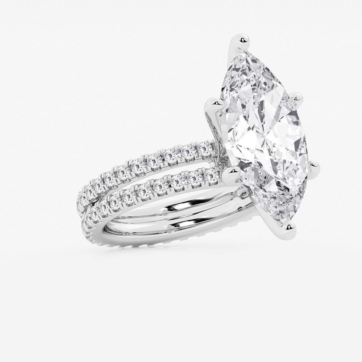 8 1/5 ctw Marquise Lab Grown Diamond Split Double Band Eternity Engagement Ring Platinum, D, VVS