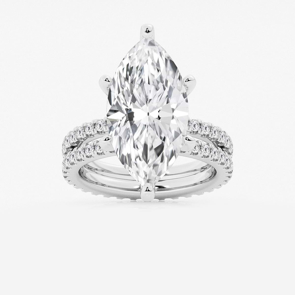 9 1/5 ctw Marquise Lab Grown Diamond Split Double Band Eternity Engagement Ring Platinum, F, VS2