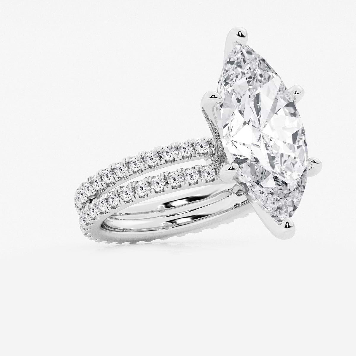 9 1/5 ctw Marquise Lab Grown Diamond Split Double Band Eternity Engagement Ring Platinum, F, VS2