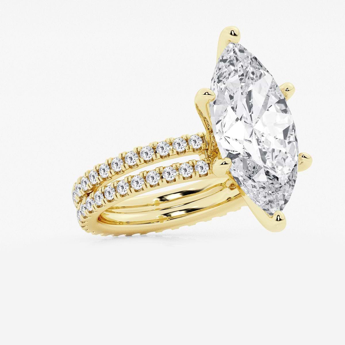 9 1/5 ctw Marquise Lab Grown Diamond Split Double Band Eternity Engagement Ring 14K Yellow Gold, F, VS2