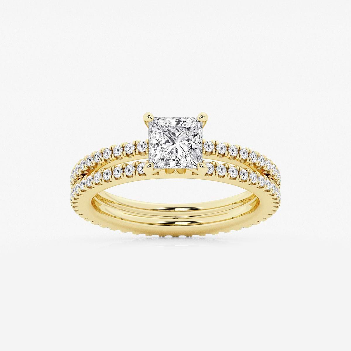 1 3/4 ctw Princess Lab Grown Diamond Split Double Band Eternity Engagement Ring