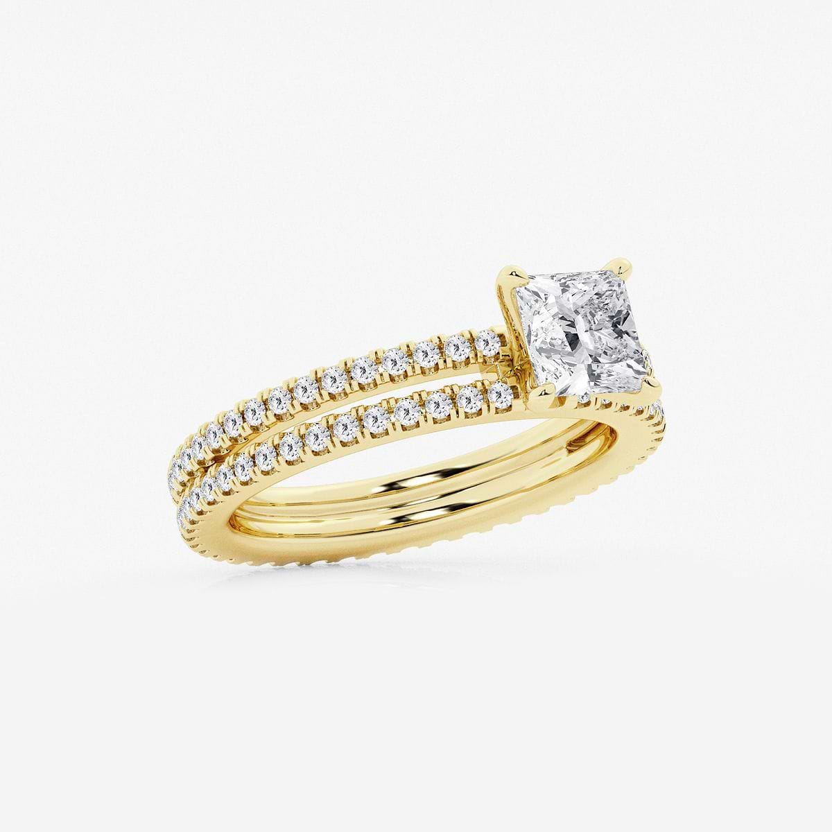 Additional Image 1 for  1 3/4 ctw Princess Lab Grown Diamond Split Double Band Eternity Engagement Ring