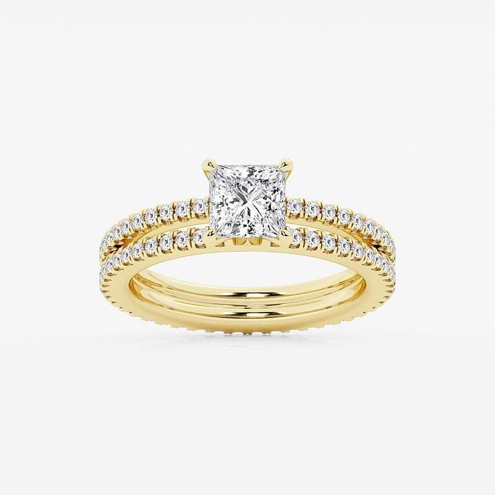1 3/4 ctw Princess Lab Grown Diamond Split Double Band Eternity Engagement Ring