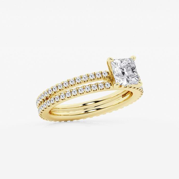 1 3/4 ctw Princess Lab Grown Diamond Split Double Band Eternity Engagement Ring
