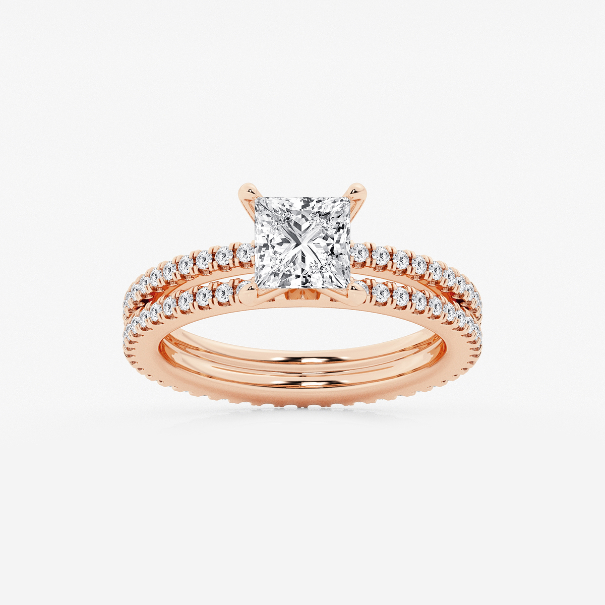 2 1/5 ctw Princess Lab Grown Diamond Split Double Band Eternity Engagement Ring