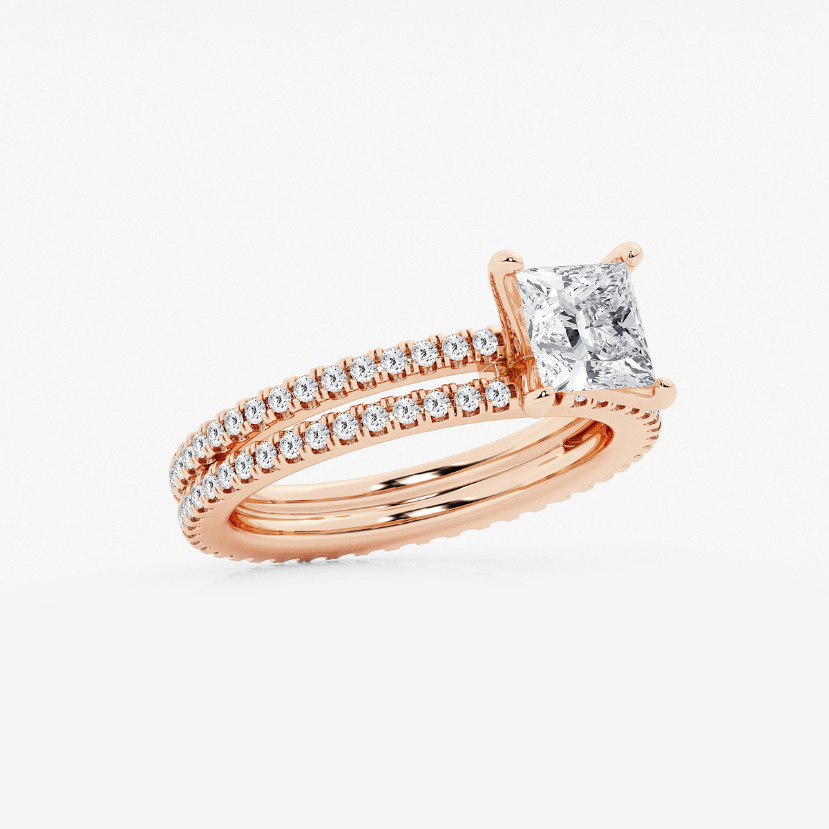 Additional Image 1 for  2 1/5 ctw Princess Lab Grown Diamond Split Double Band Eternity Engagement Ring