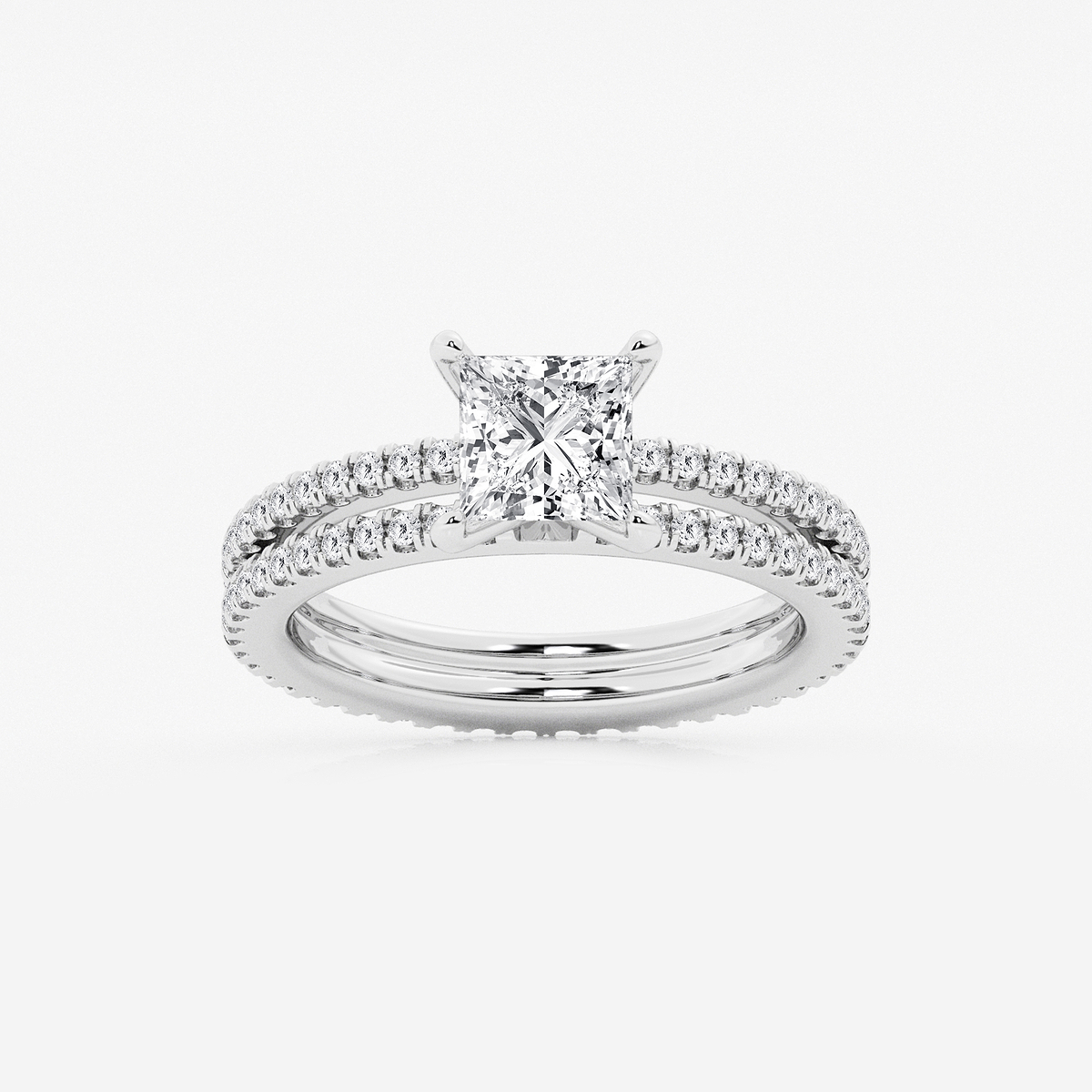 2 1/5 ctw Princess Lab Grown Diamond Split Double Band Eternity Engagement Ring