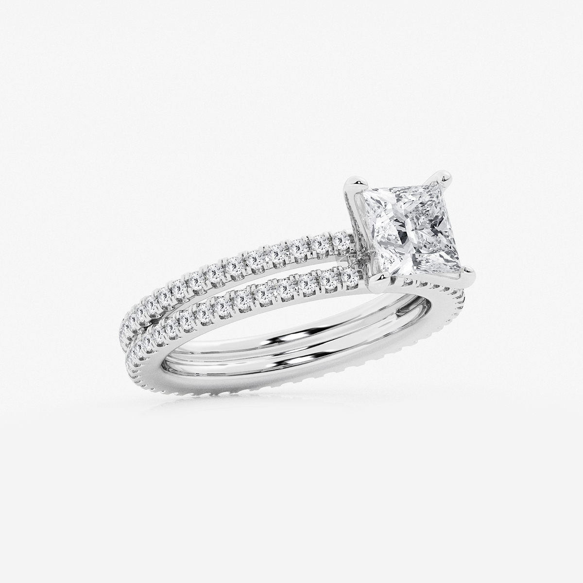 Additional Image 1 for  2 1/5 ctw Princess Lab Grown Diamond Split Double Band Eternity Engagement Ring