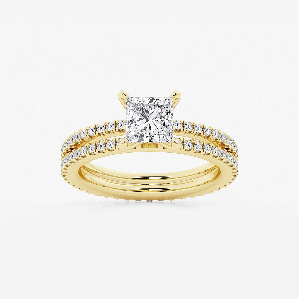 2 1/5 ctw Princess Lab Grown Diamond Split Double Band Eternity Engagement Ring