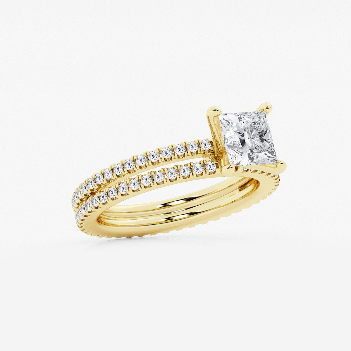 Additional Image 1 for  2 1/5 ctw Princess Lab Grown Diamond Split Double Band Eternity Engagement Ring