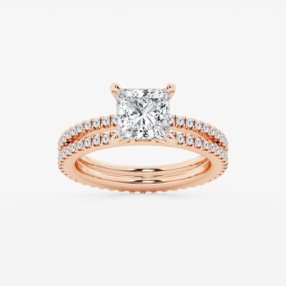 2 3/4 ctw Princess Lab Grown Diamond Split Double Band Eternity Engagement Ring