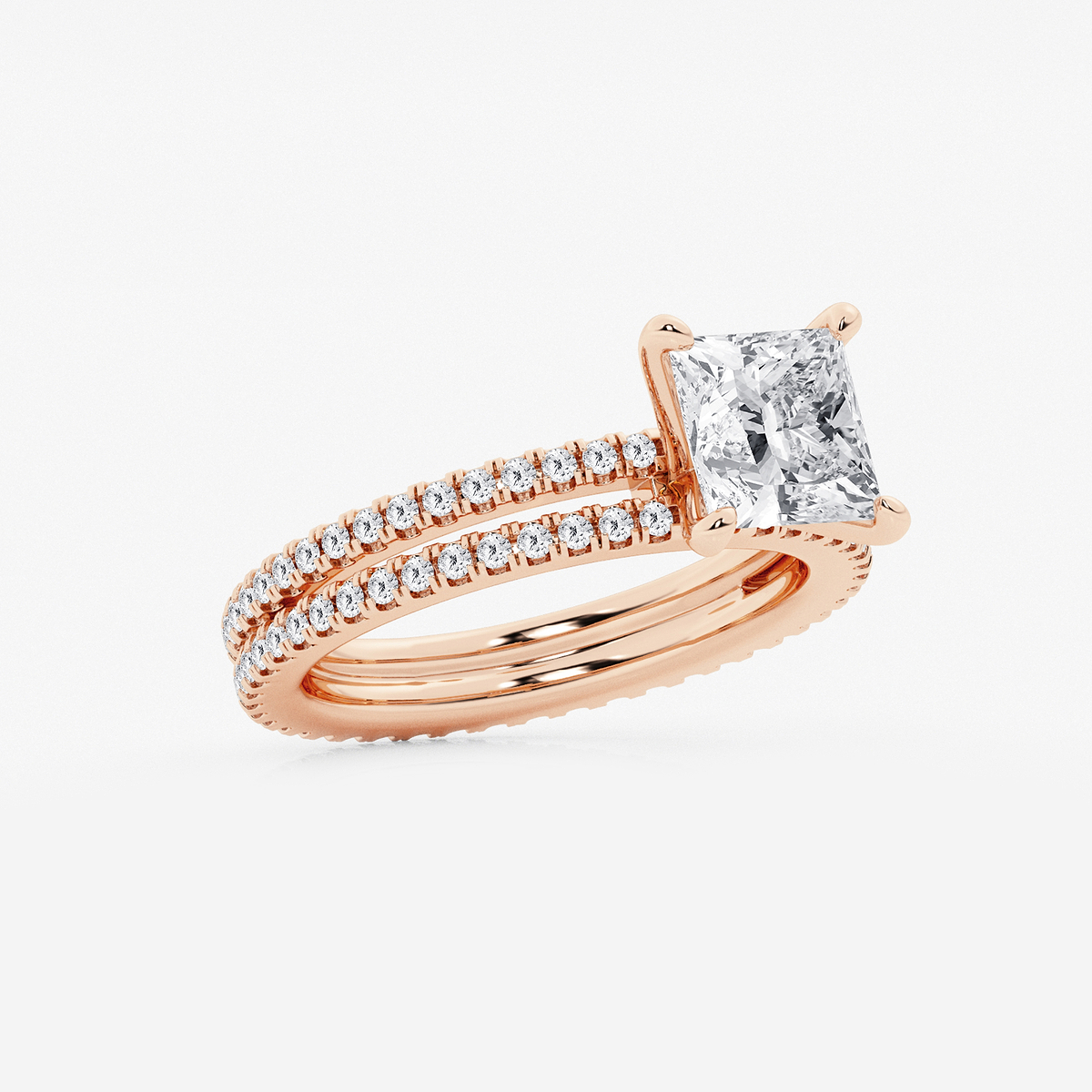 Additional Image 1 for  2 3/4 ctw Princess Lab Grown Diamond Split Double Band Eternity Engagement Ring