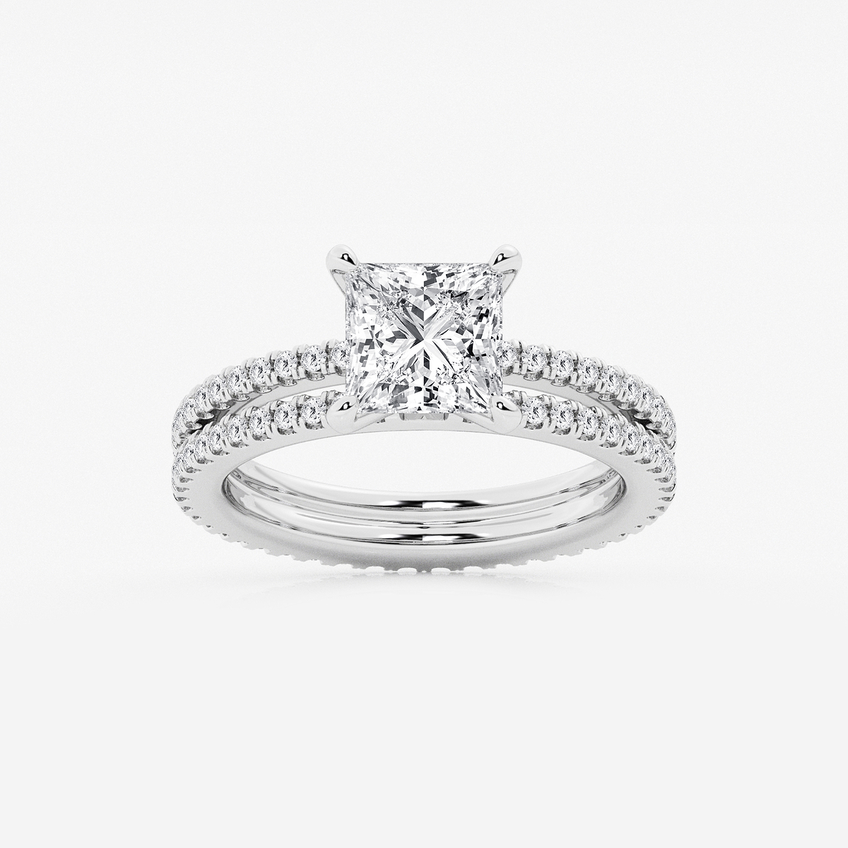 2 3/4 ctw Princess Lab Grown Diamond Split Double Band Eternity Engagement Ring