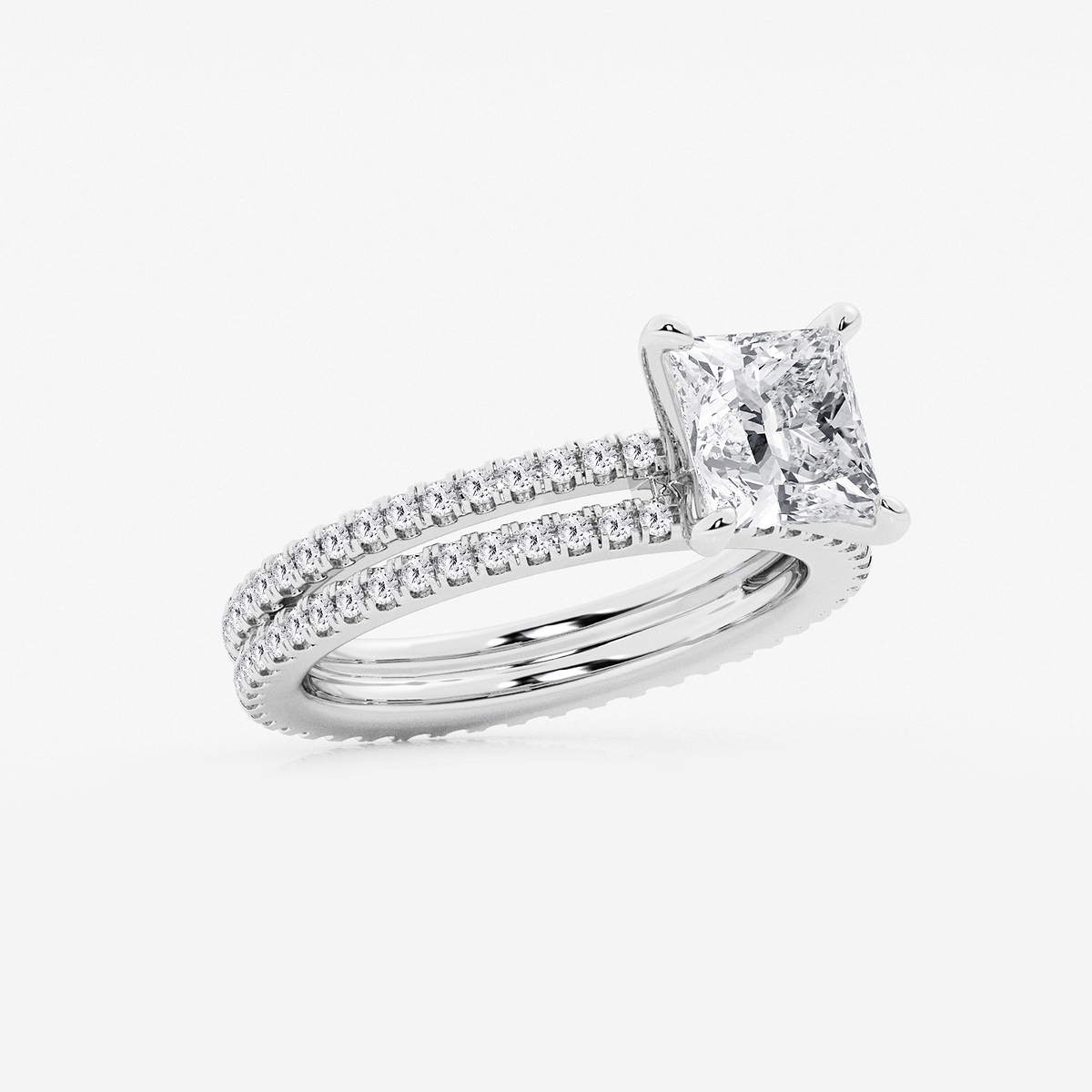 Additional Image 1 for  2 3/4 ctw Princess Lab Grown Diamond Split Double Band Eternity Engagement Ring