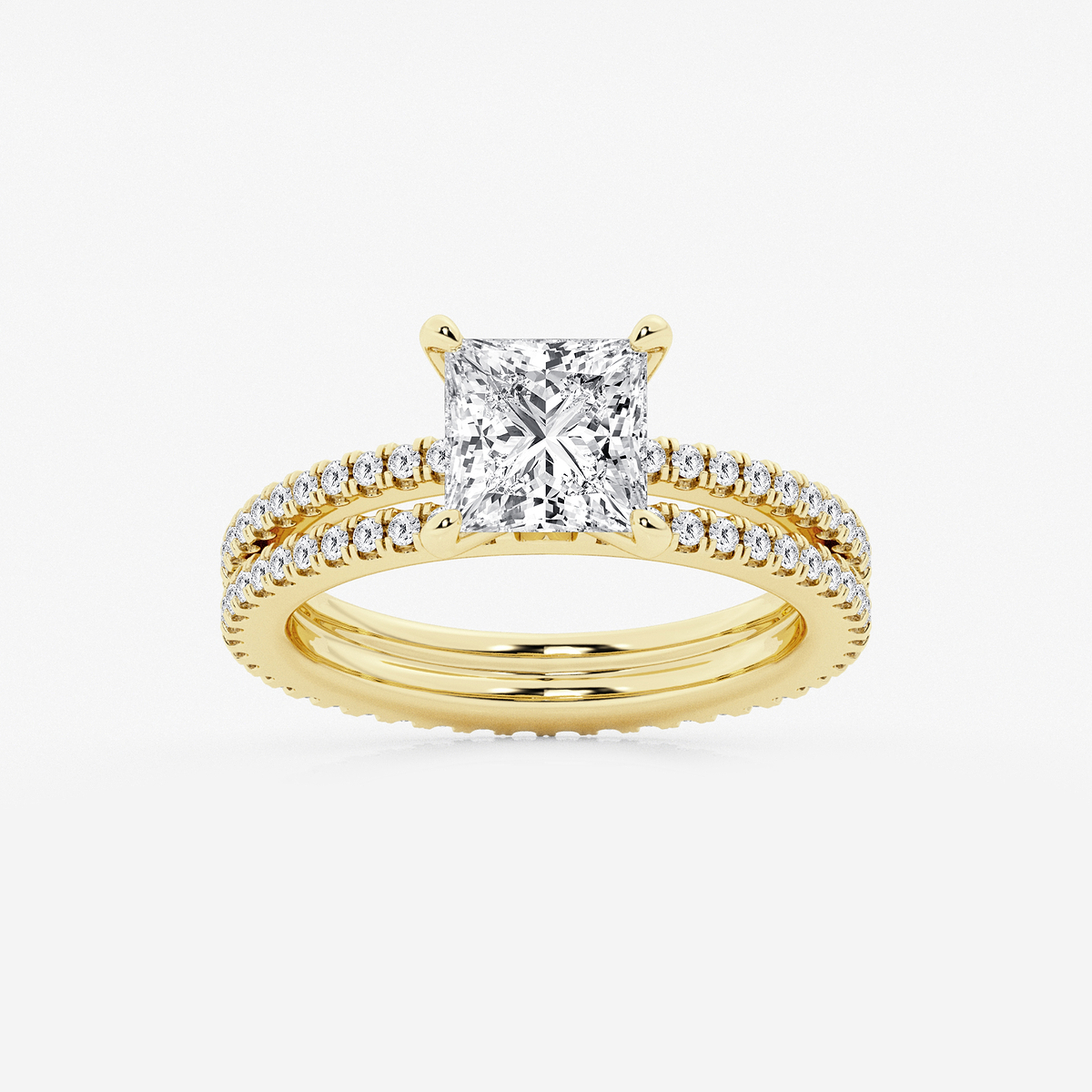 2 3/4 ctw Princess Lab Grown Diamond Split Double Band Eternity Engagement Ring