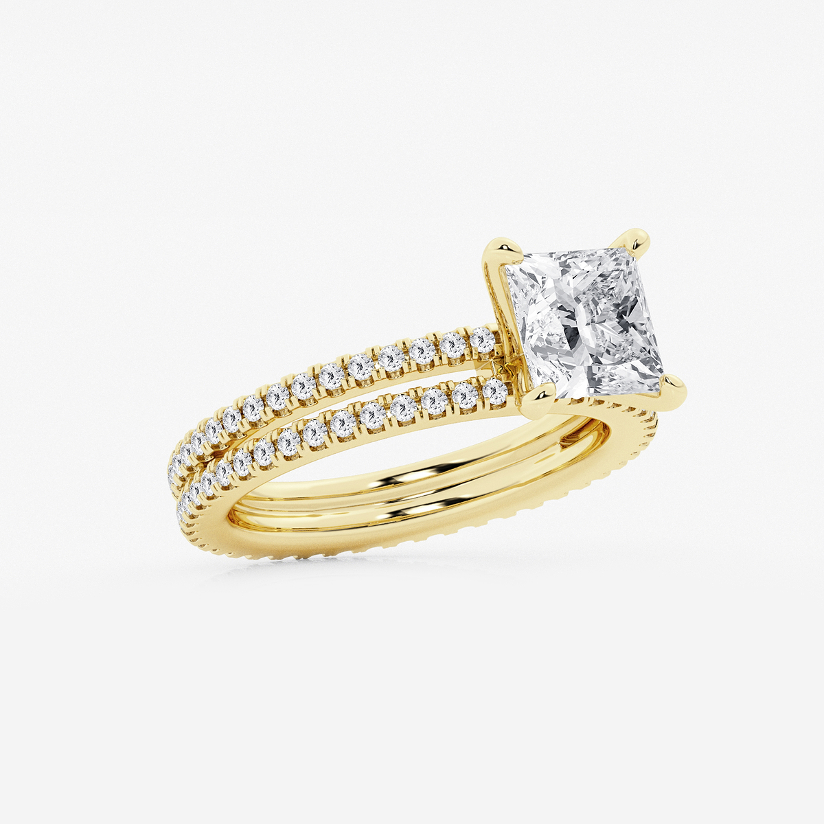 Additional Image 1 for  2 3/4 ctw Princess Lab Grown Diamond Split Double Band Eternity Engagement Ring