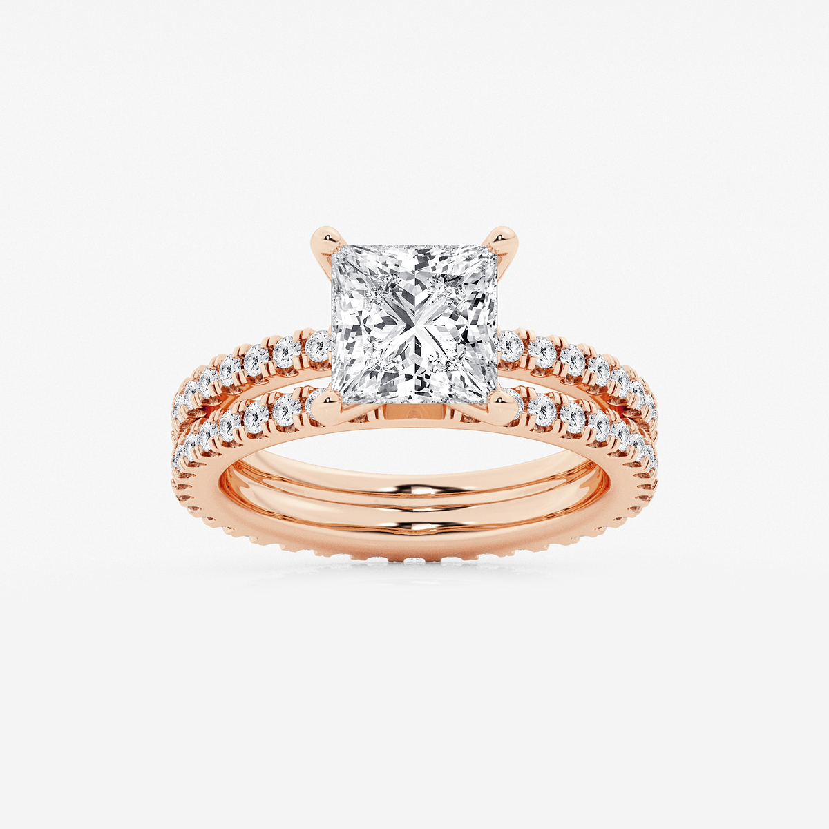 3 2/5 ctw Princess Lab Grown Diamond Split Double Band Eternity Engagement Ring