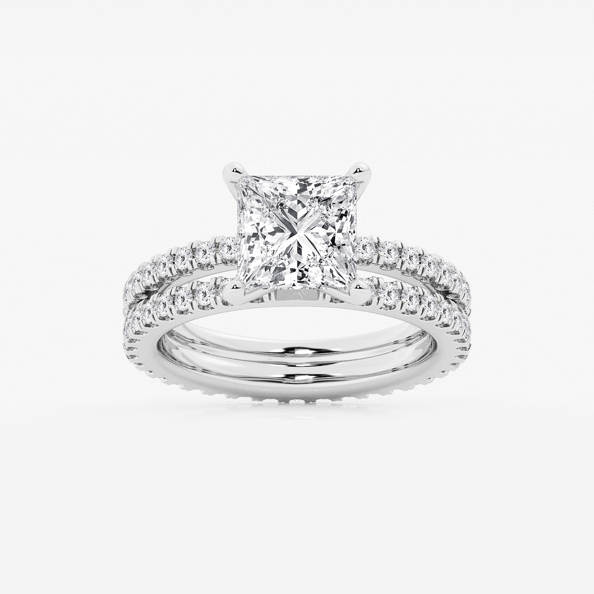 3 2/5 ctw Princess Lab Grown Diamond Split Double Band Eternity Engagement Ring