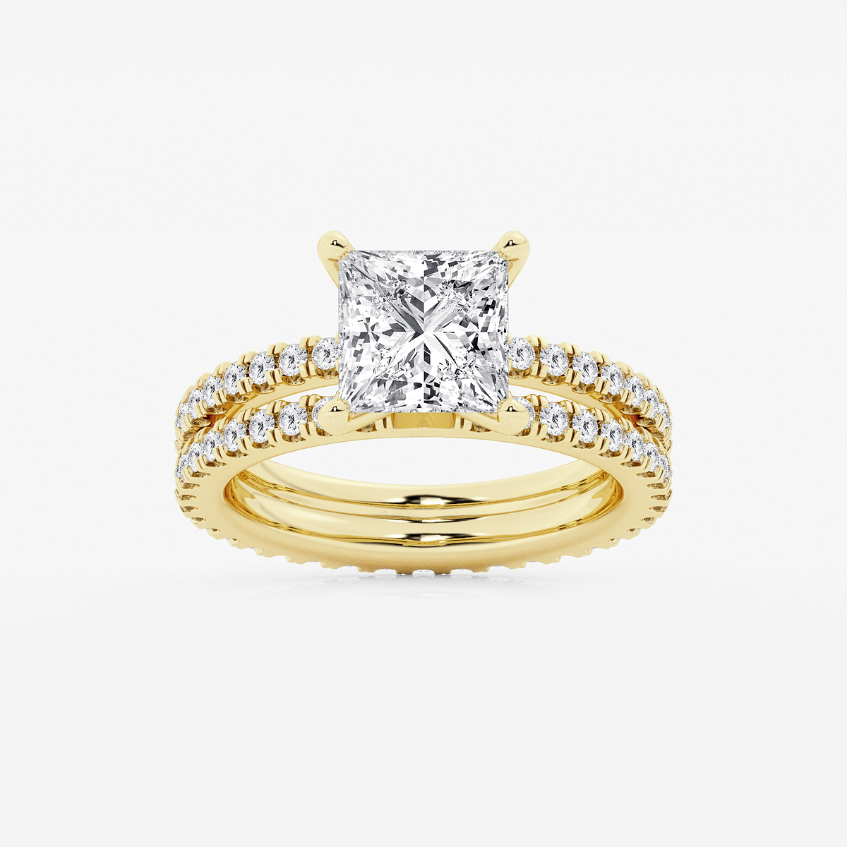 3 2/5 ctw Princess Lab Grown Diamond Split Double Band Eternity Engagement Ring
